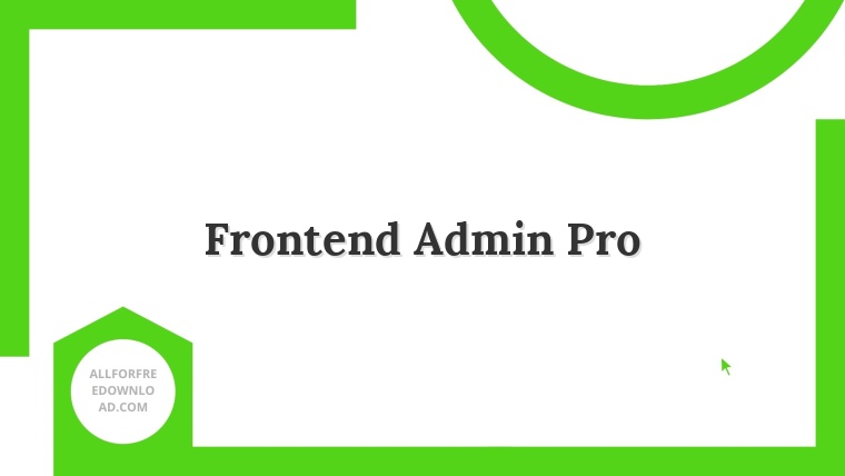Frontend Admin Pro